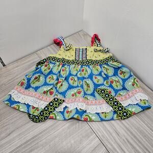 Matilda Jane Apron Top Blouse Sleeveless Tank Strawberry Lace Trim Girls 4